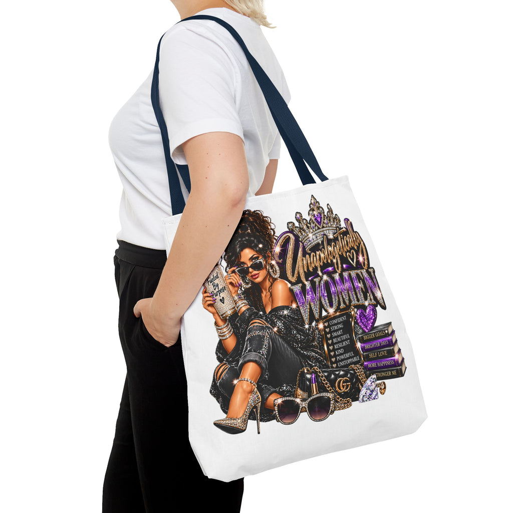 Unapologetically Woman Tote Bag — Empowered Black Queen Graphic Tote