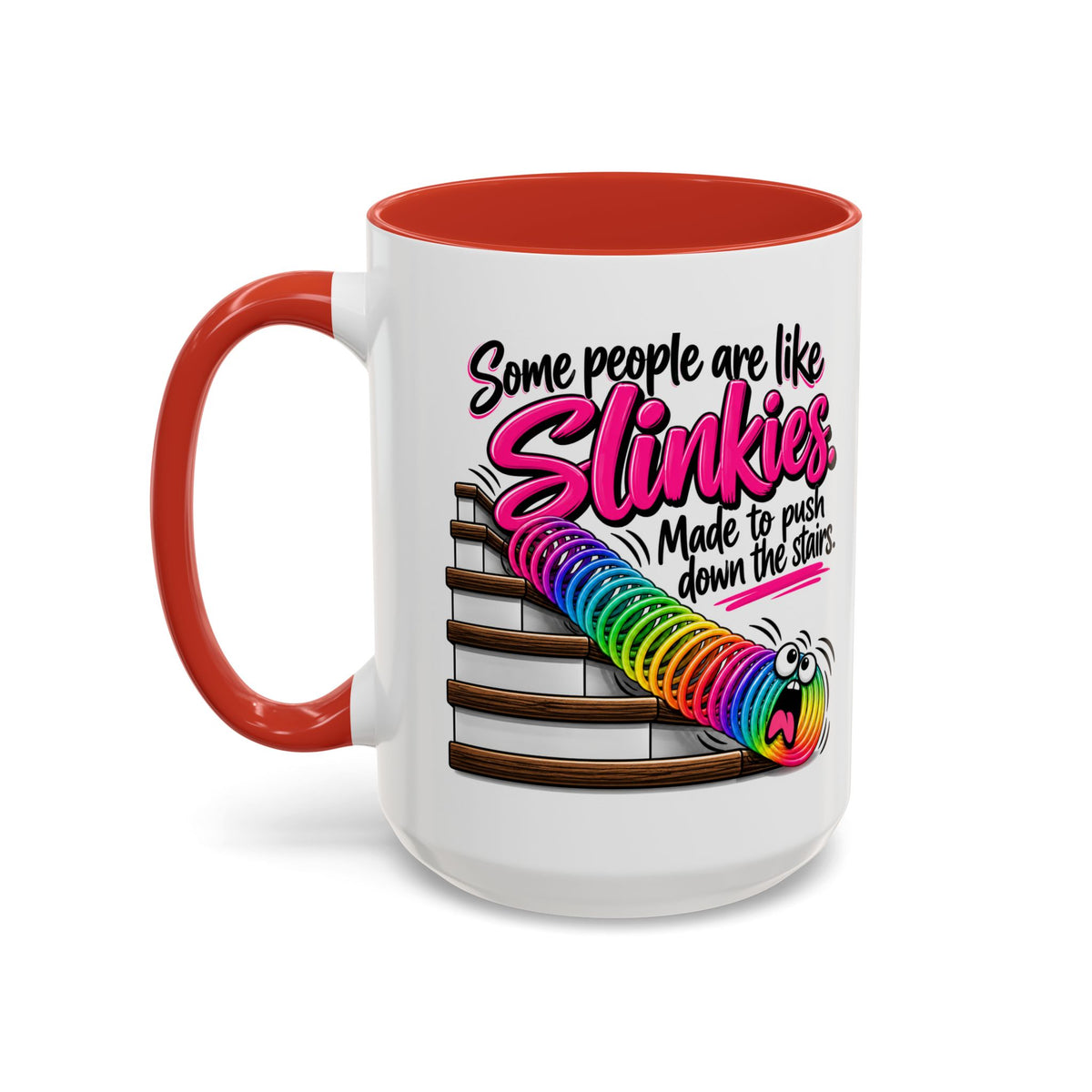 Funny 'Some People Are Like Slinkies' Accent Coffee Mug – Humorous Rainbow Slinky Gift