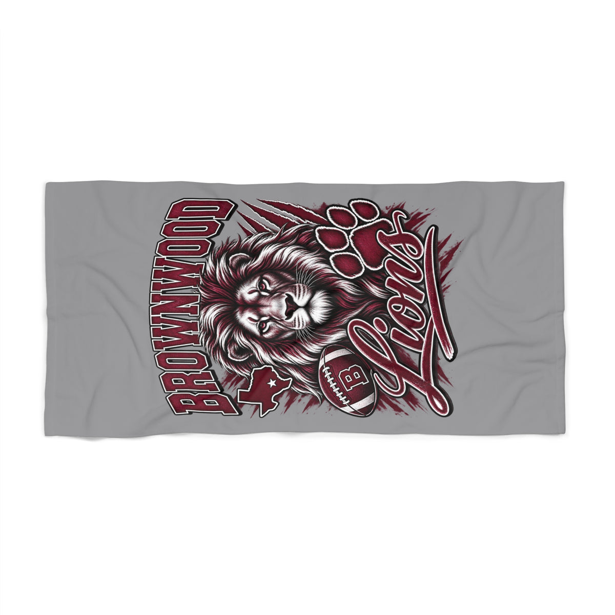 Brownwood Lions Beach Towel – Bold Lion Mascot School Spirit Swim Towel