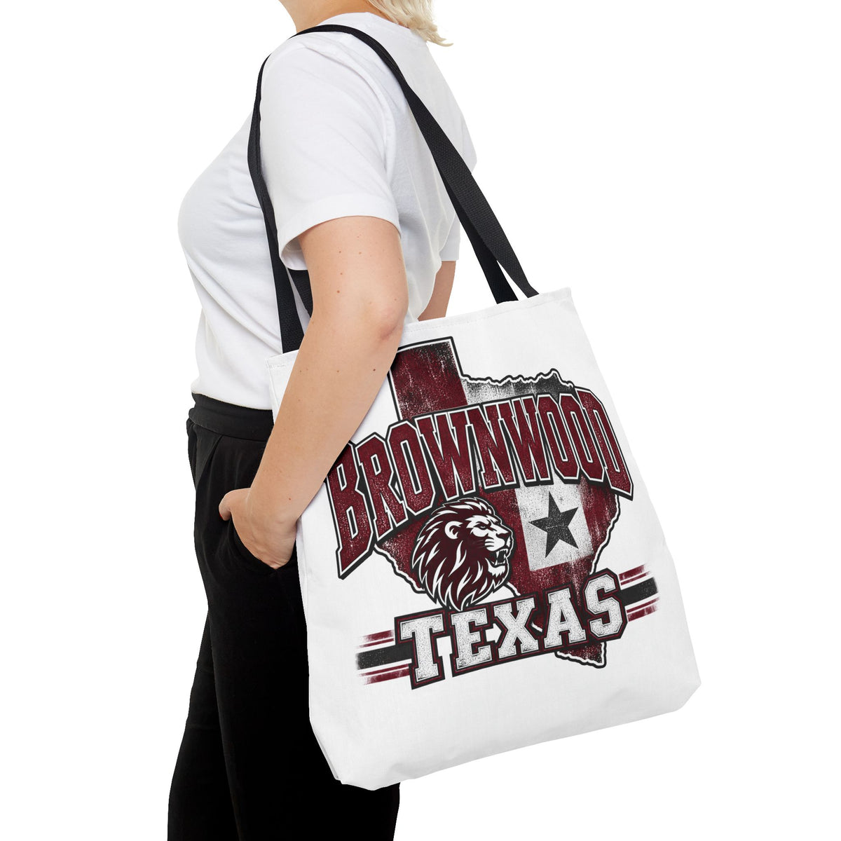 Brownwood Texas Lion Tote Bag – Vintage State Pride AOP Tote