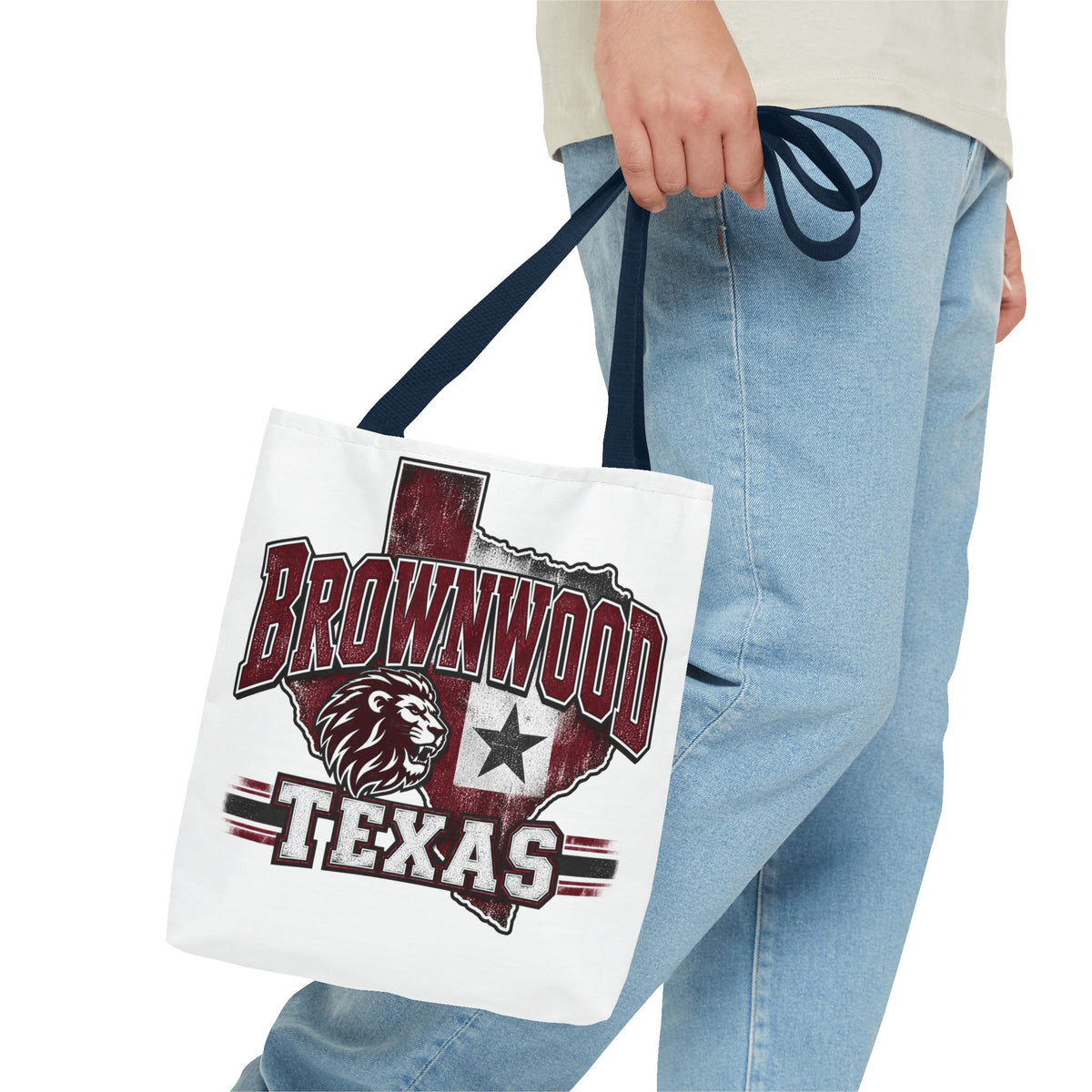 Brownwood Texas Lion Tote Bag – Vintage State Pride AOP Tote
