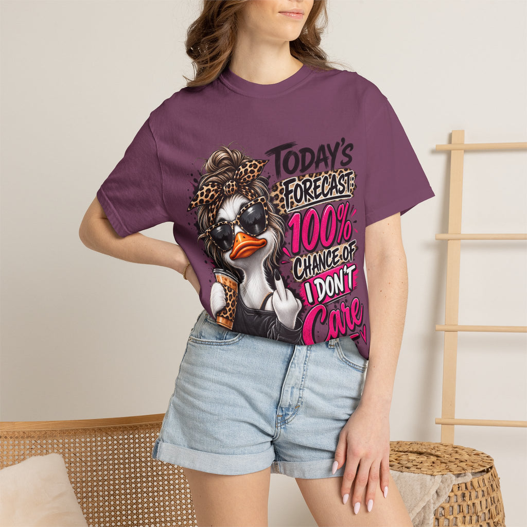 Graphic T-Shirt — "Today's Forecast: 100% Chance I Don't Care" Duck Design