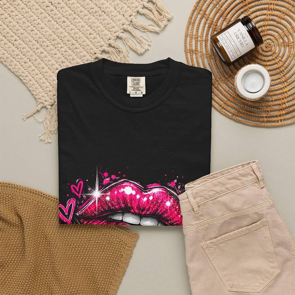 Dripping Pink Kiss T‑Shirt — Graffiti Lip Art Tee