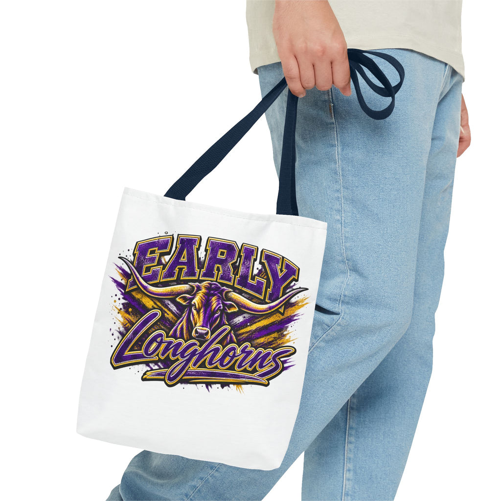 Early Longhorns Graphic Tote Bag – School Spirit Purple & Gold