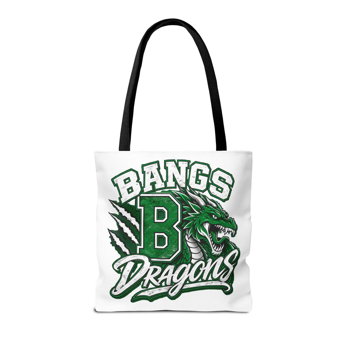Bangs Dragons Tote Bag — Green Mascot Dragon School Spirit Tote