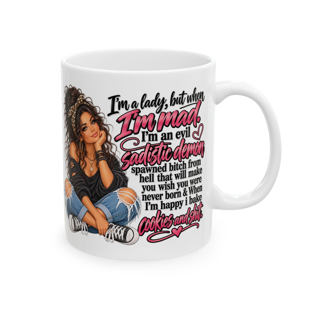 Angry But Sweet Ceramic Mug — "I'm An Evil Mystic Demon" Graphic Coffee Cup (11oz/15oz)