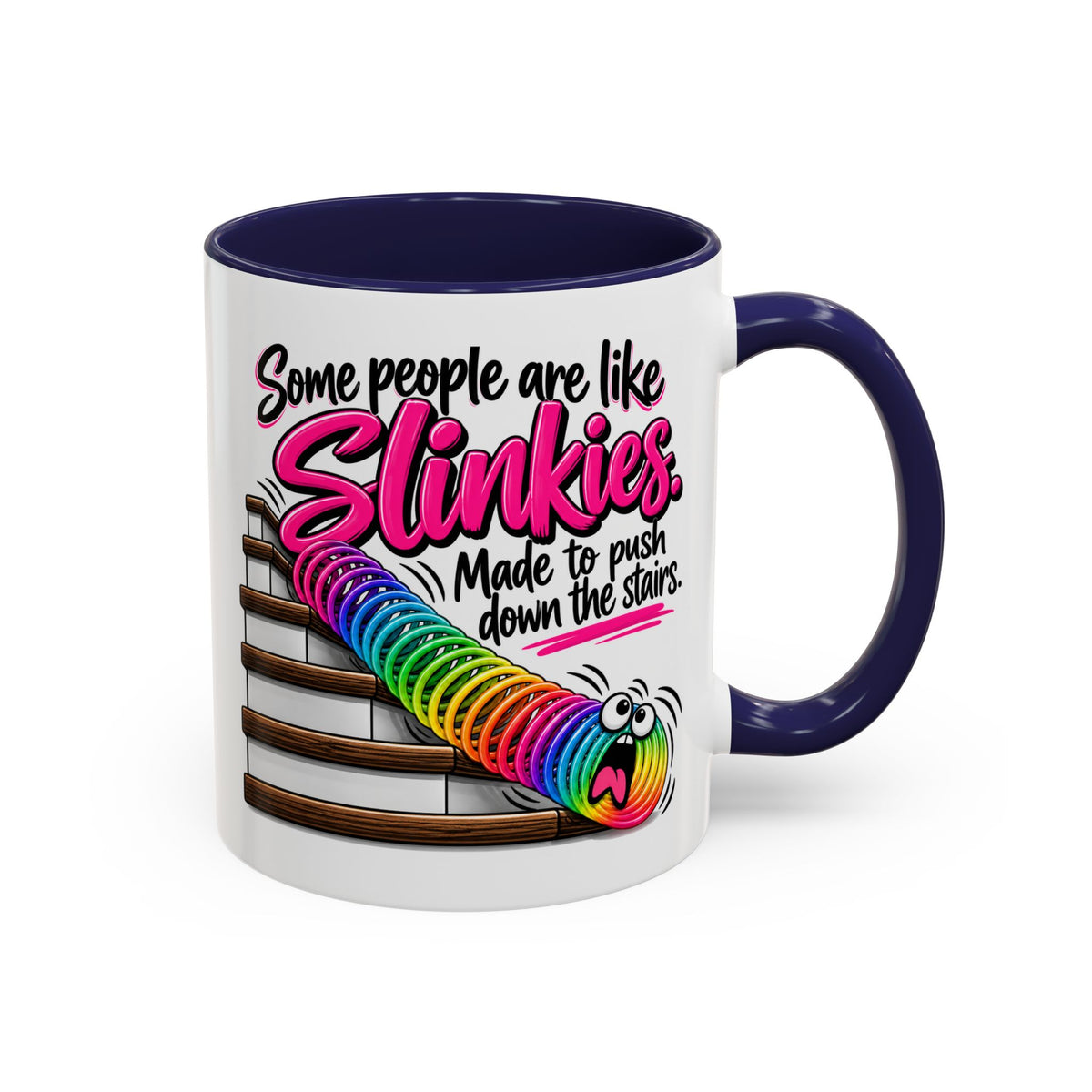 Funny 'Some People Are Like Slinkies' Accent Coffee Mug – Humorous Rainbow Slinky Gift