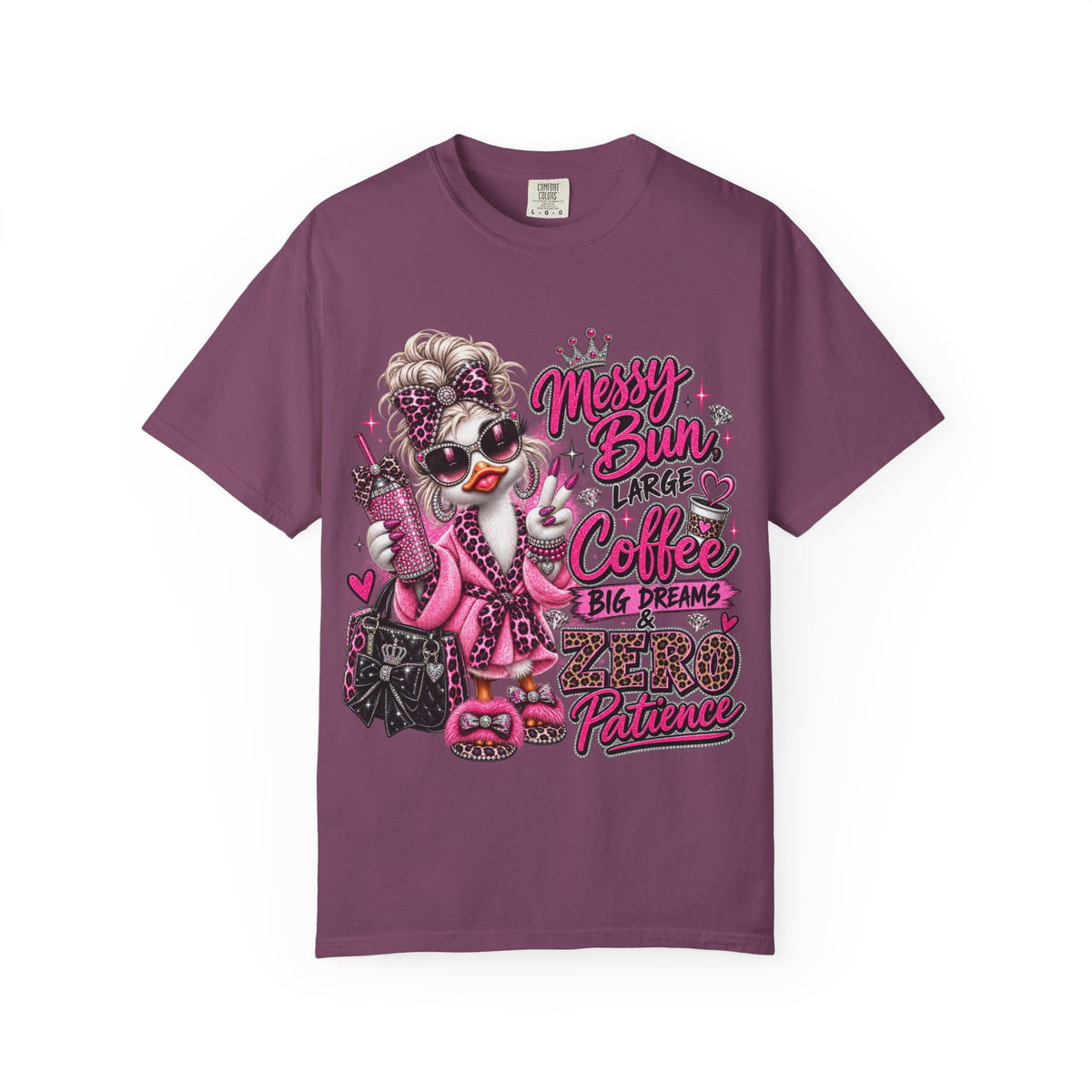 Messy Bun, Big Coffee, Zero Patience T-Shirt — Funny Graphic Tee for Moms & Busy Women