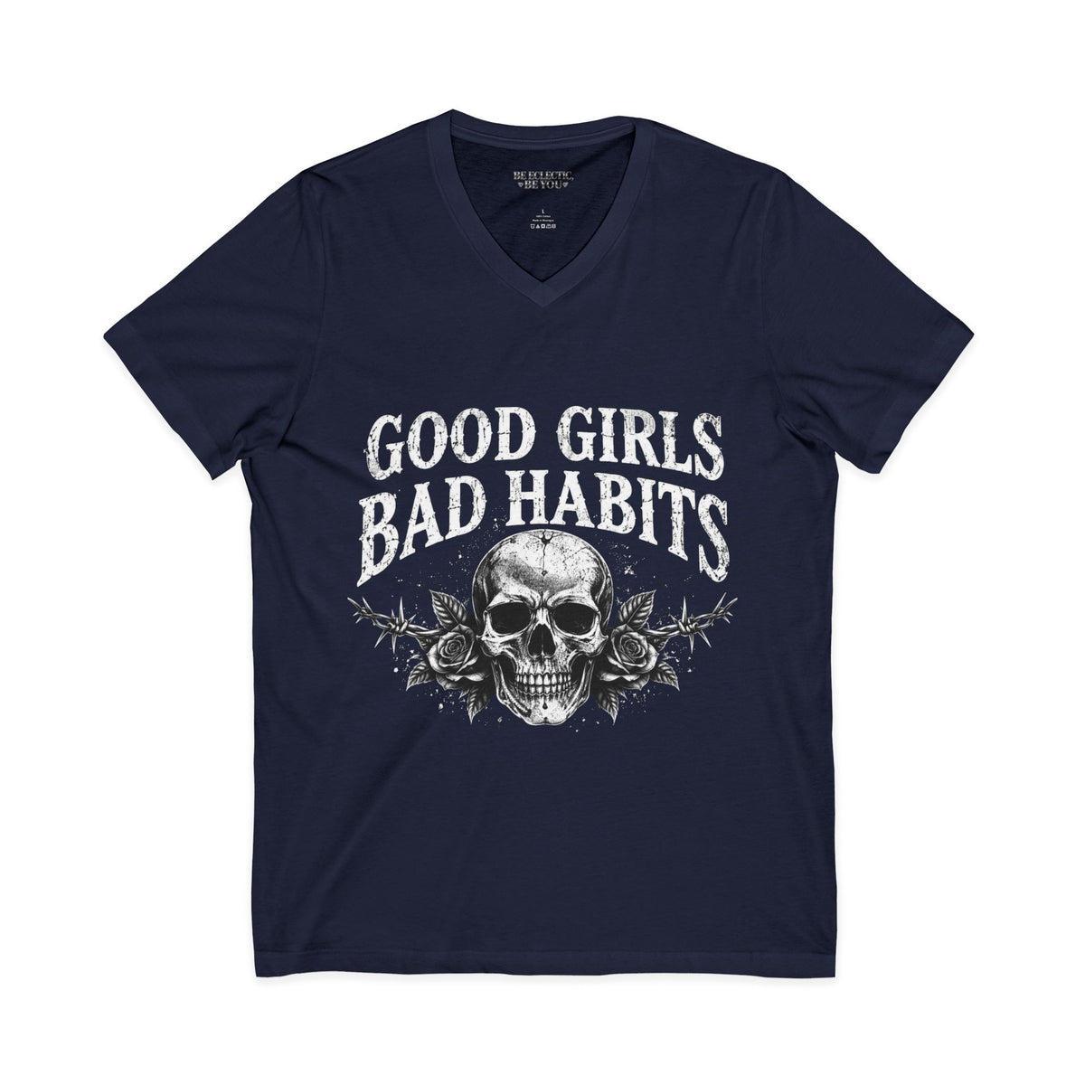 Good Girls Bad Habits Skull V-Neck Tee