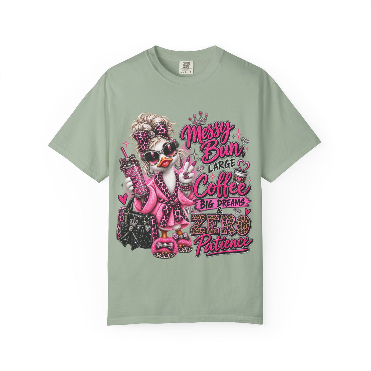 Messy Bun, Big Coffee, Zero Patience T-Shirt — Funny Graphic Tee for Moms & Busy Women