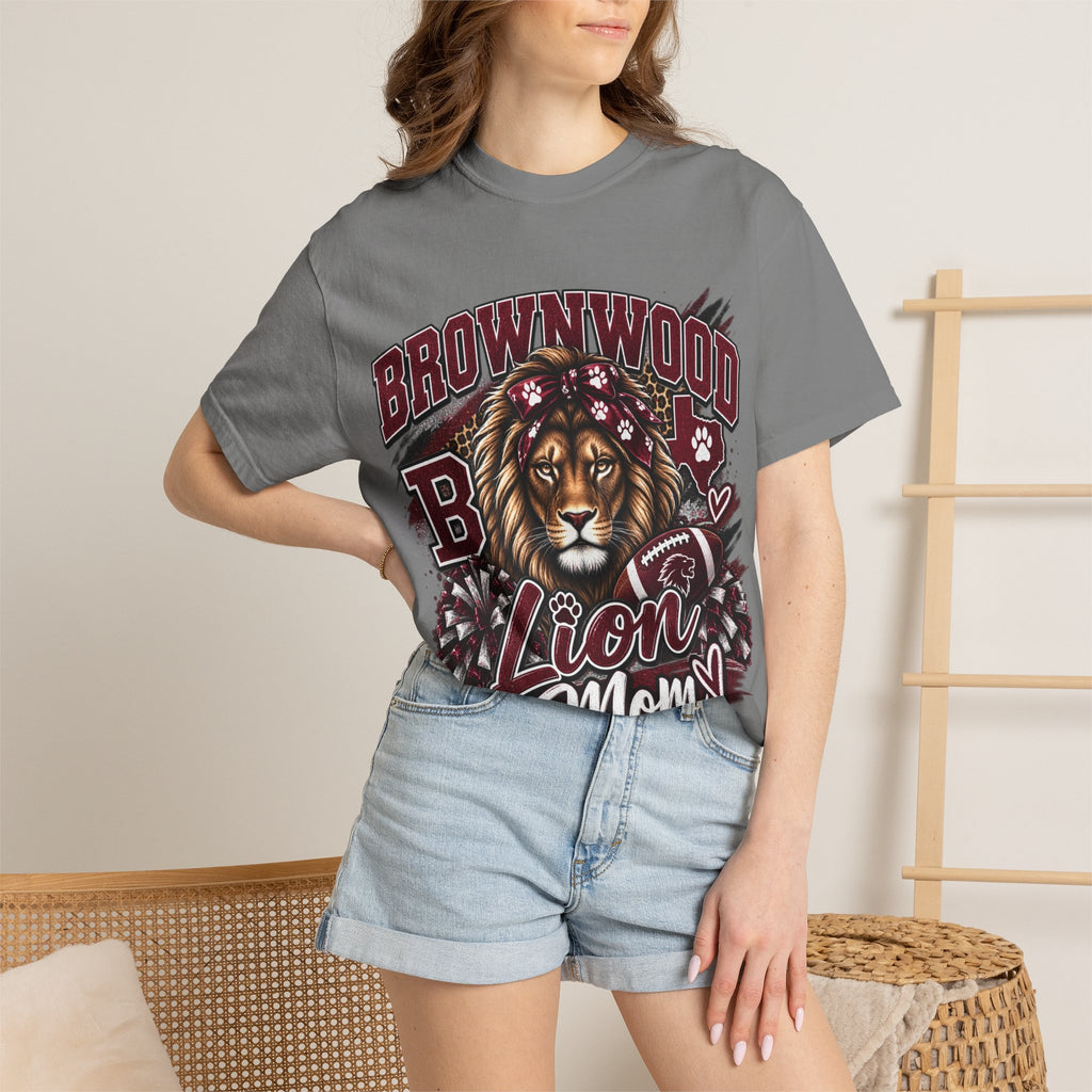 Brownwood Lion Mom T‑Shirt — High School Mascot Football Mom Tee