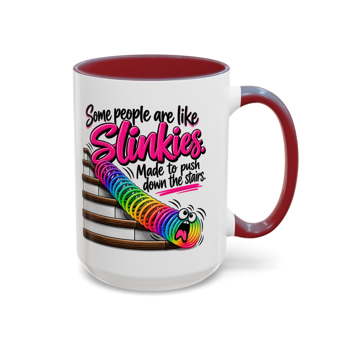 Funny 'Some People Are Like Slinkies' Accent Coffee Mug – Humorous Rainbow Slinky Gift