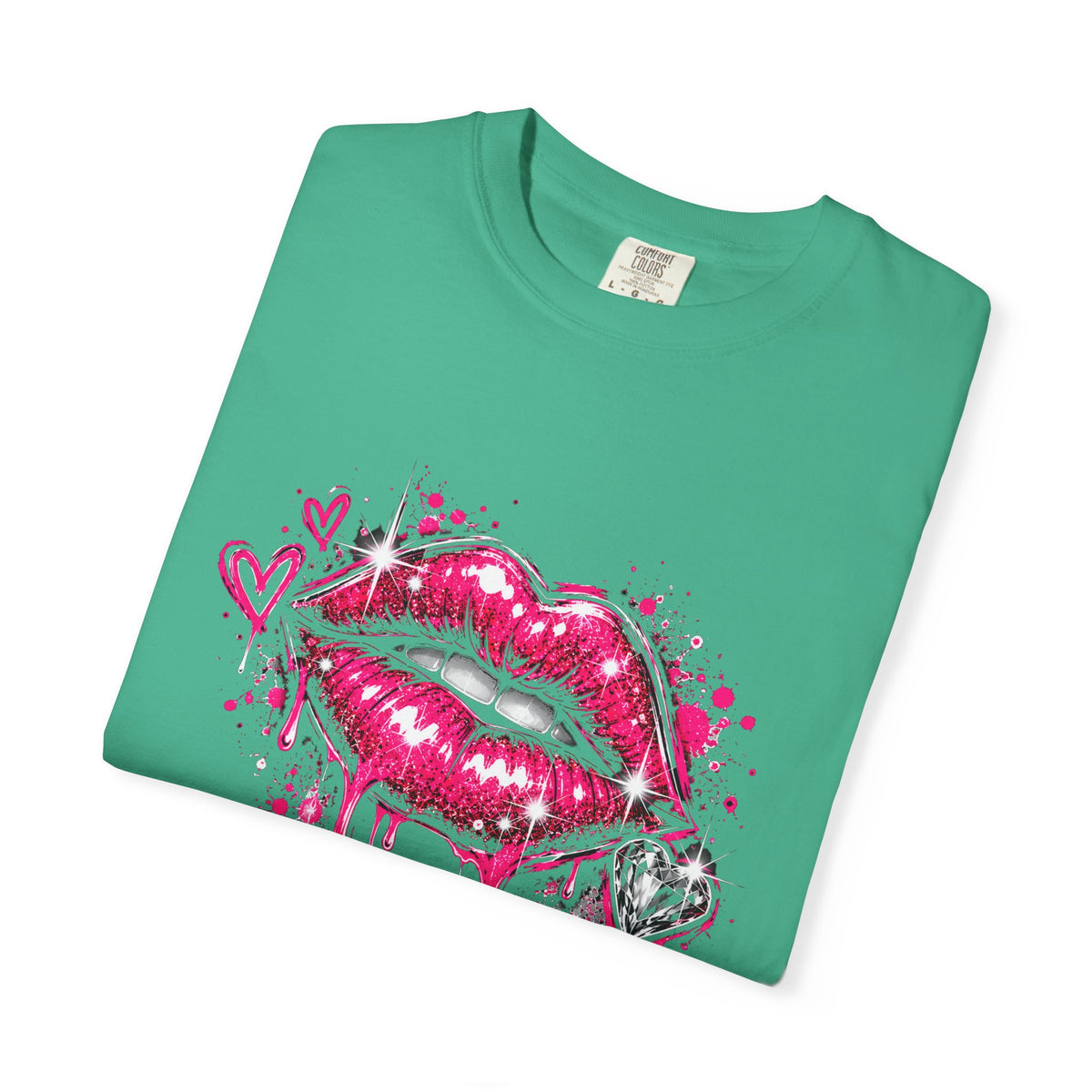 Graphic T-Shirt — Pink Lip Art & 'Backup!' Slogan Tee