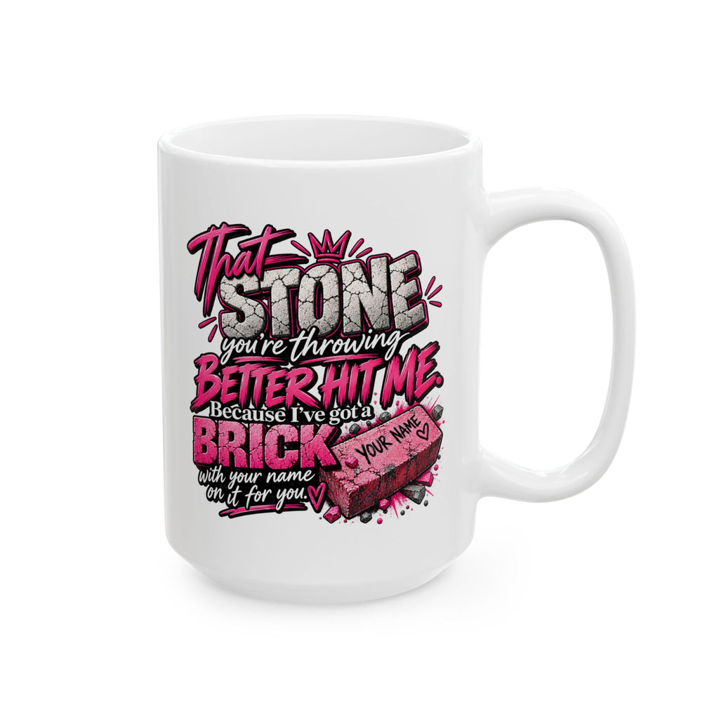 Ceramic Mug — 'They Said Be Brave' Pink Skull Gothic Coffee Cup (11oz, 15oz)