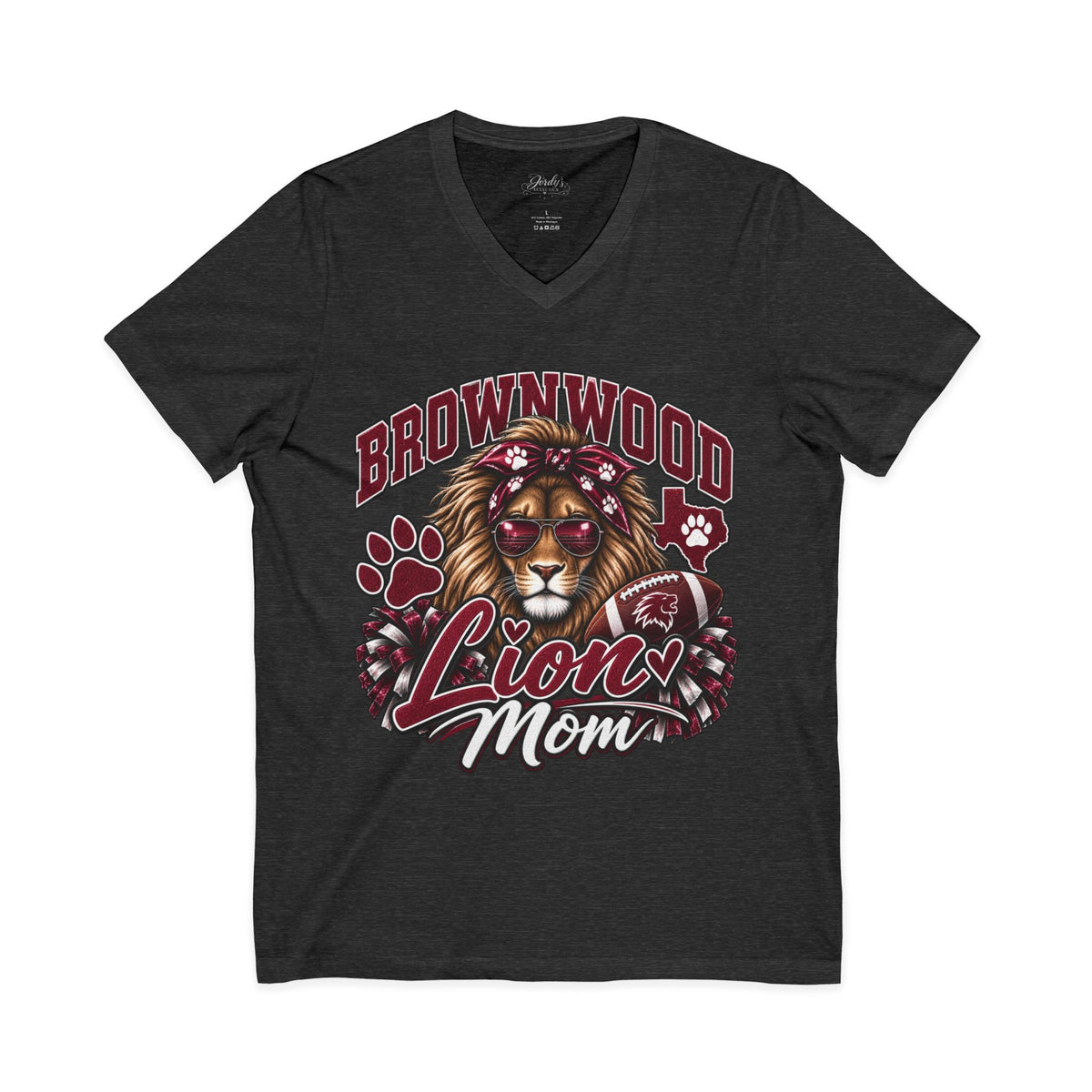 Brownwood Lions Mom Jersey Short Sleeve V-Neck Tee