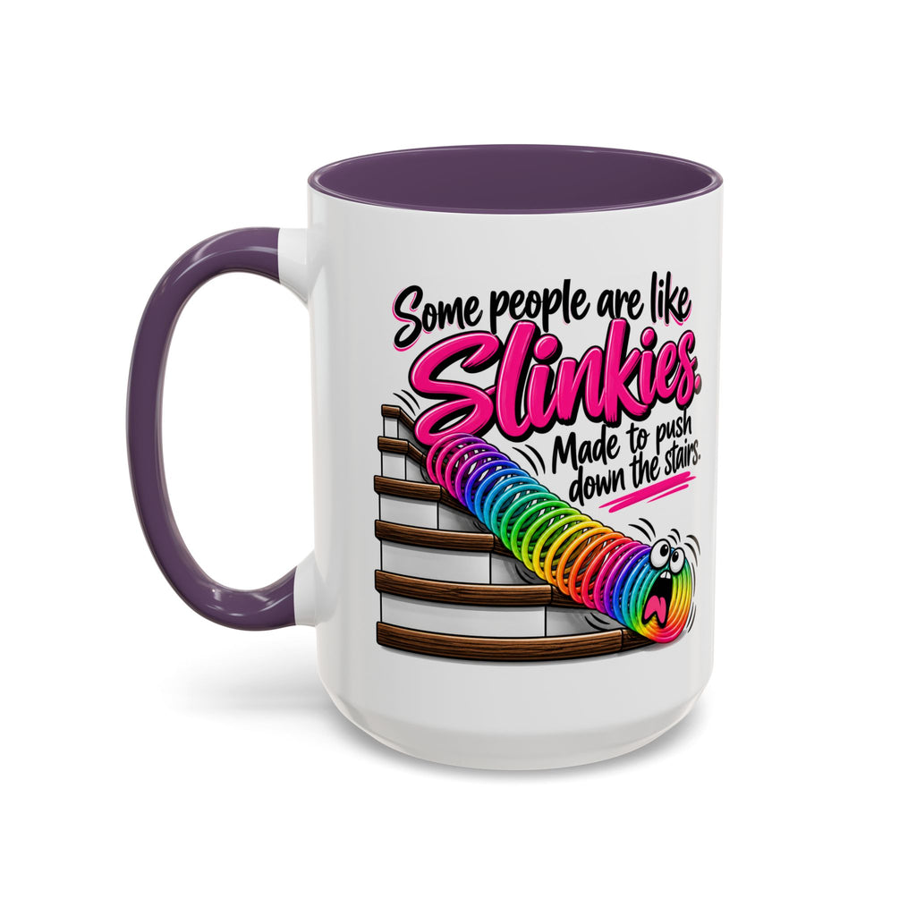 Funny 'Some People Are Like Slinkies' Accent Coffee Mug – Humorous Rainbow Slinky Gift