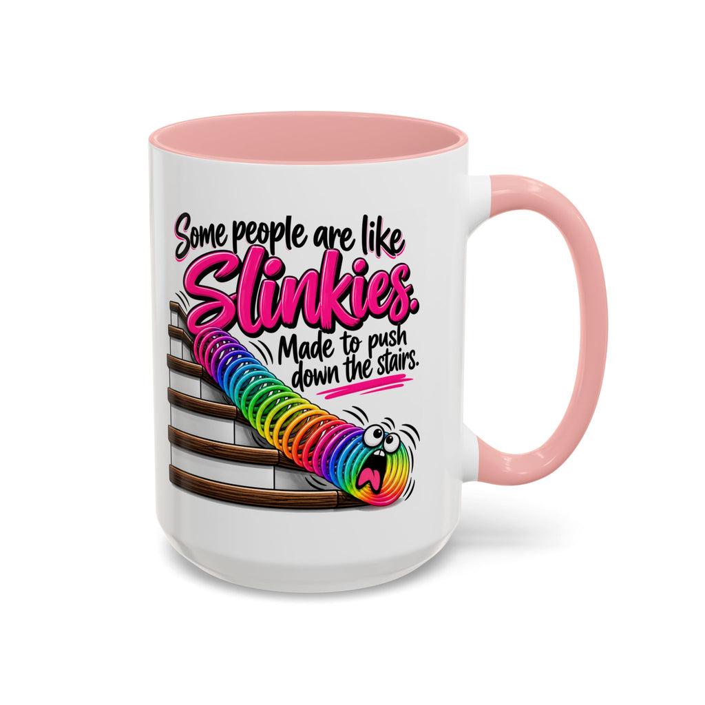 Funny 'Some People Are Like Slinkies' Accent Coffee Mug – Humorous Rainbow Slinky Gift