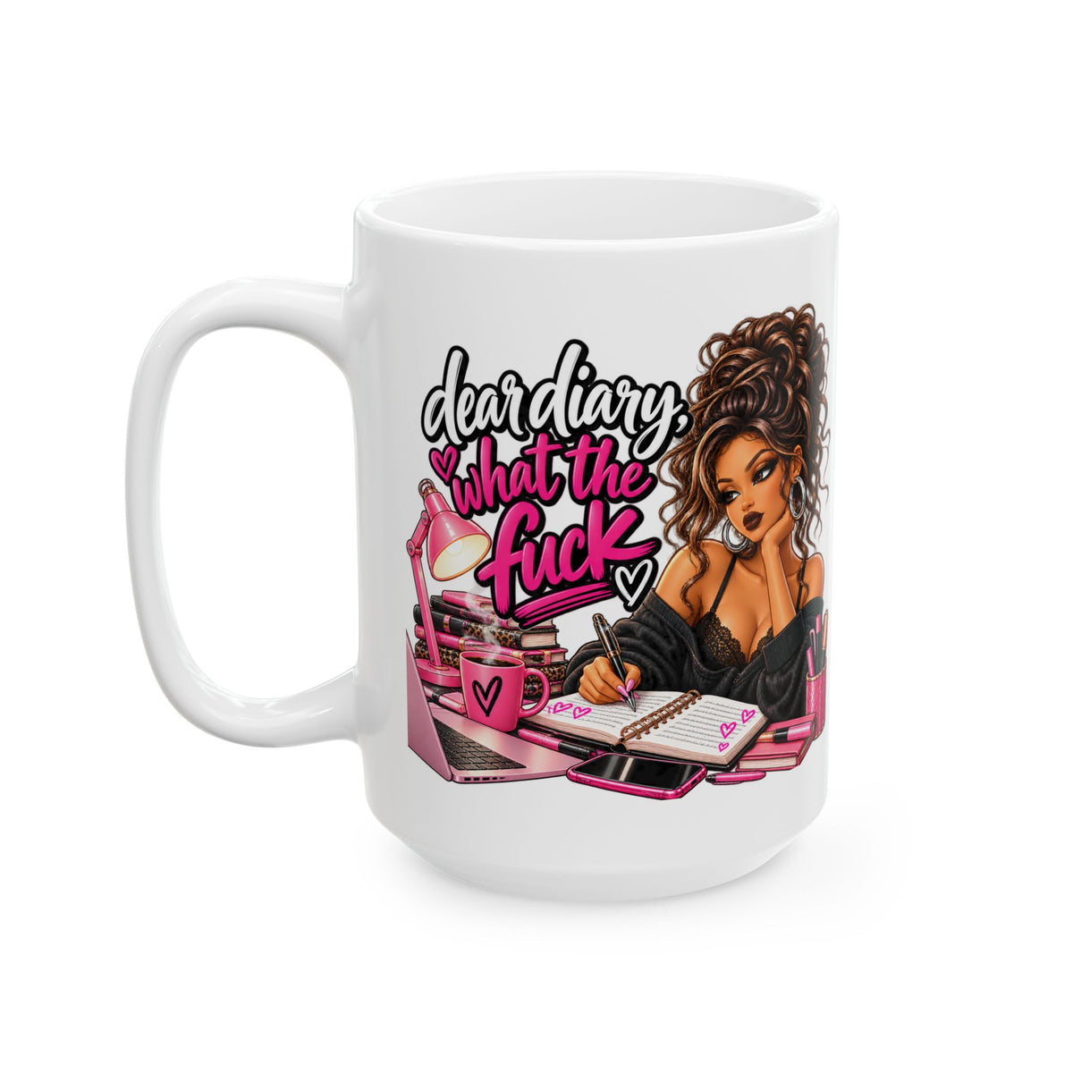 Makeup Lover Ceramic Mug — "Dear Class, What's Your Fave?" Pink Beauty Coffee Cup (11oz/15oz)