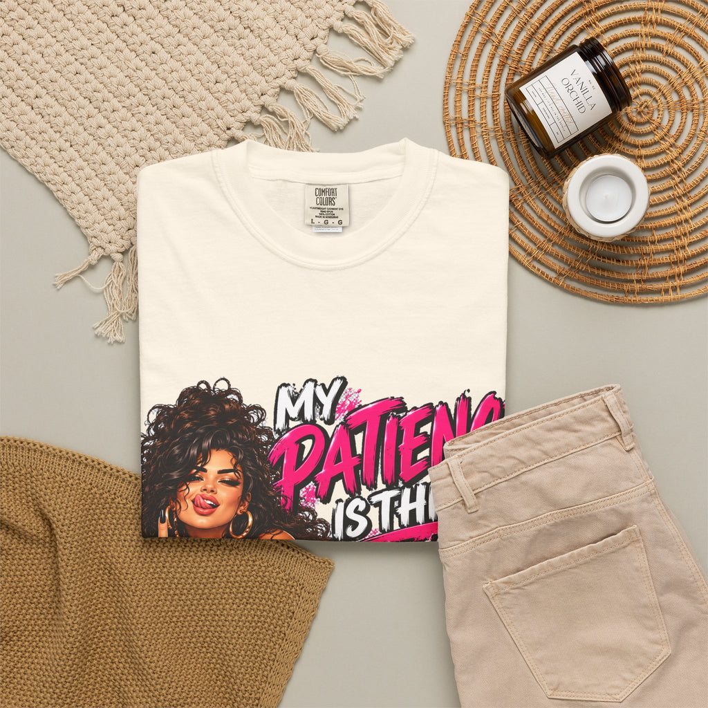 Graphic T-Shirt — "My Patience Is Thin and My Give a F*** Is Broken" Retro Sassy Woman
