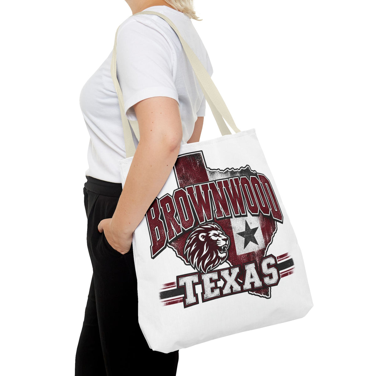 Brownwood Texas Lion Tote Bag – Vintage State Pride AOP Tote
