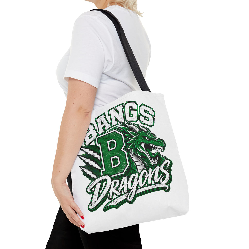 Bangs Dragons Tote Bag — Green Mascot Dragon School Spirit Tote