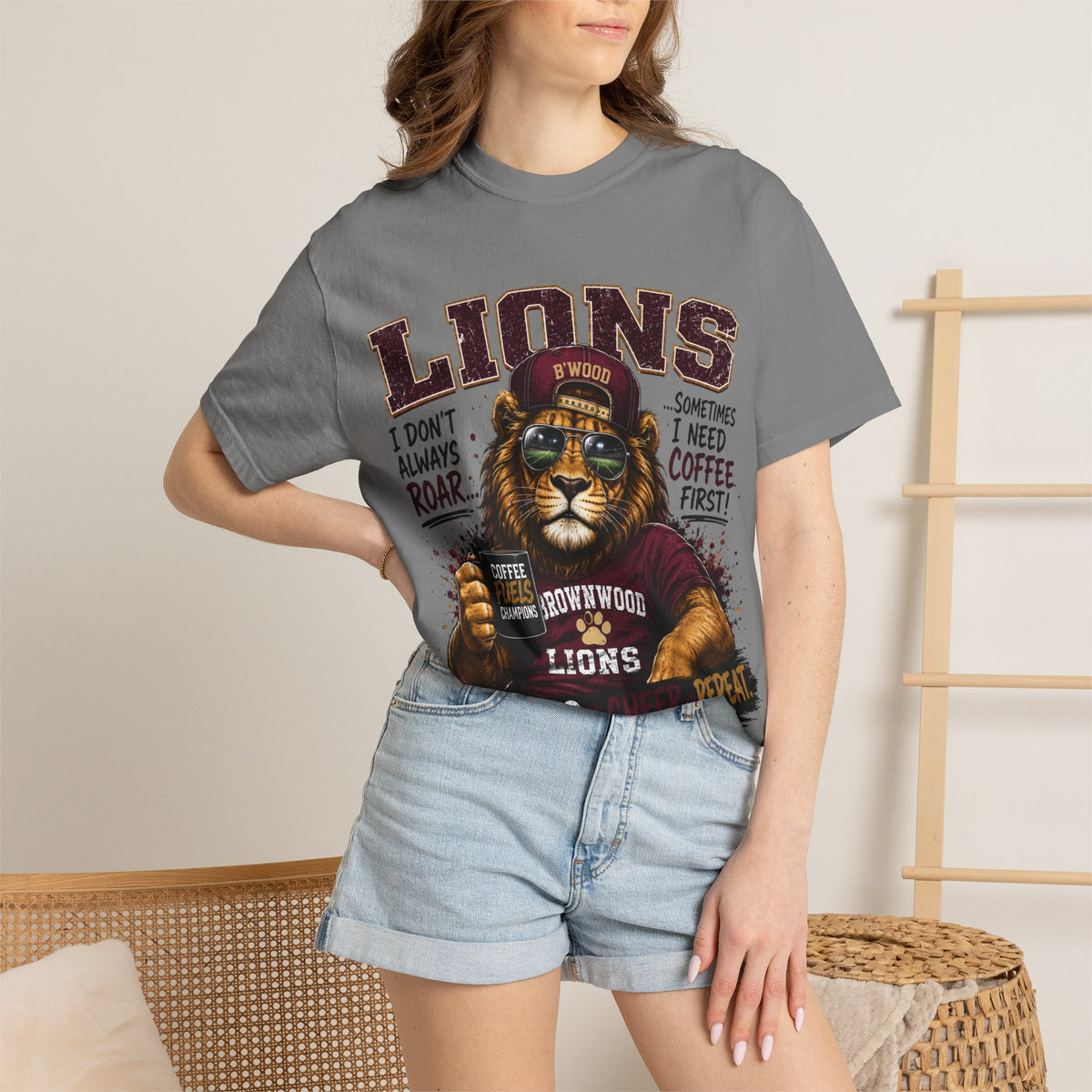 Lions Coffee Club T-Shirt — 'Eat. Sleep. Coffee. Repeat.' Graphic Tee