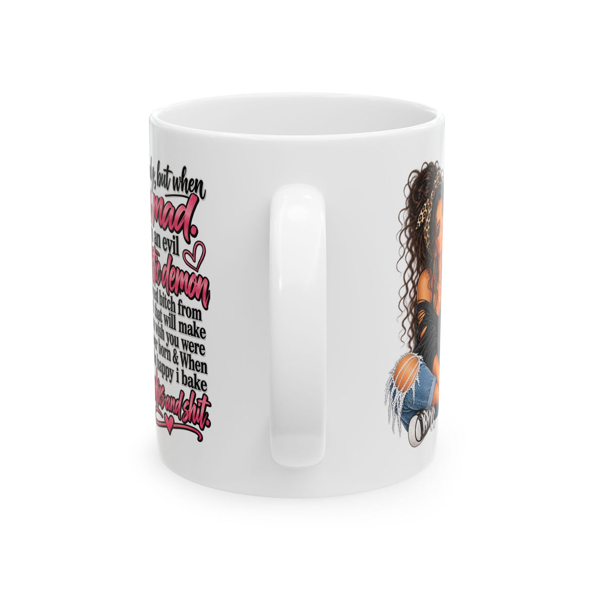 Angry But Sweet Ceramic Mug — "I'm An Evil Mystic Demon" Graphic Coffee Cup (11oz/15oz)
