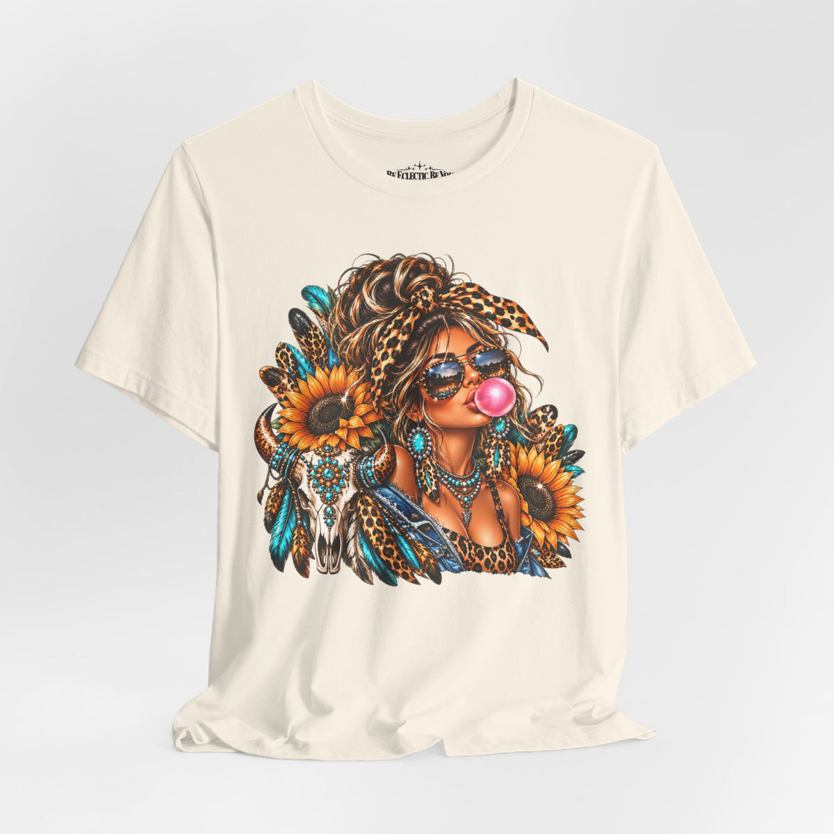Boho Woman with Sunflowers Graphic T-Shirt