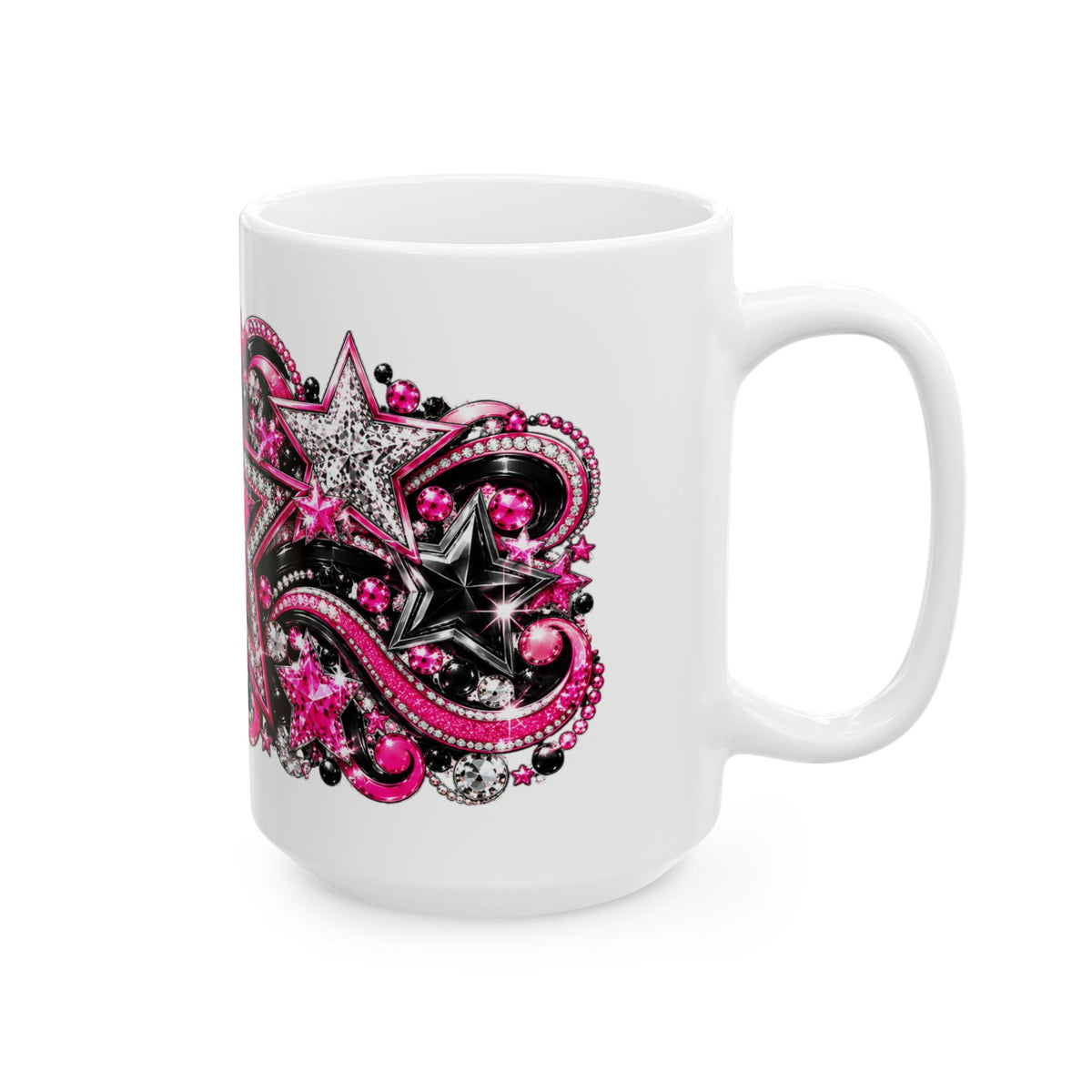 Pink Rhinestone Star Glam Mug