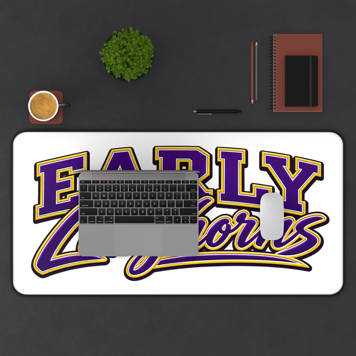 Early Longhorns Desk Mat — Purple & Gold Gaming/Office Mousepad