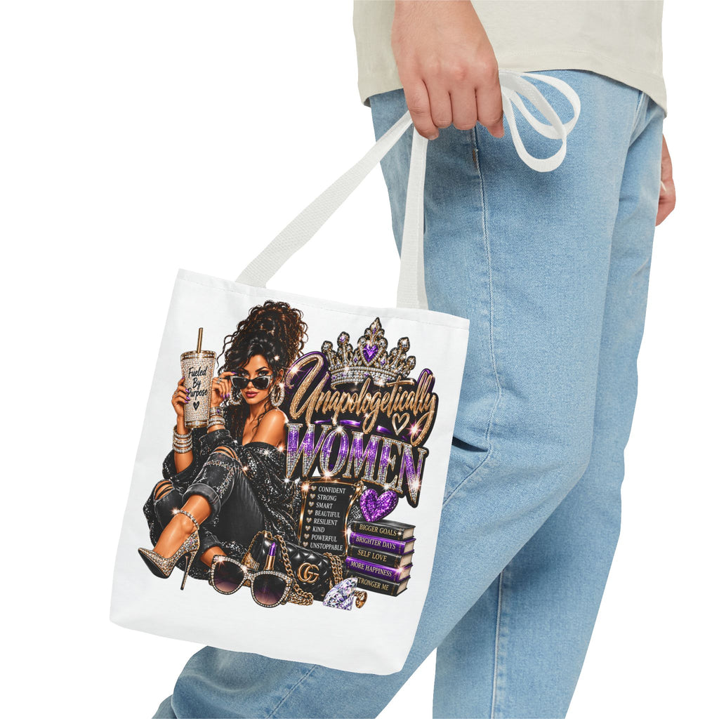 Unapologetically Woman Tote Bag — Empowered Black Queen Graphic Tote