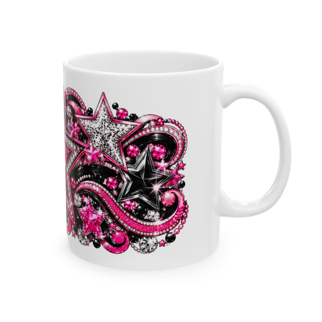 Pink Rhinestone Star Glam Mug