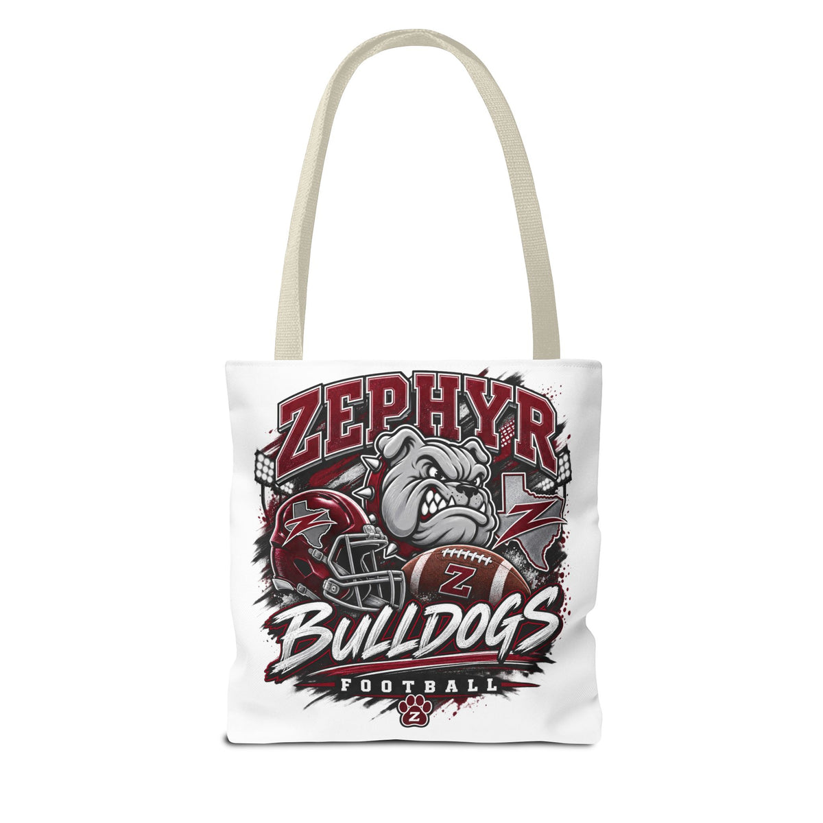Bulldogs Football Tote Bag — Zephyr Mascot Collegiate Game Day Tote