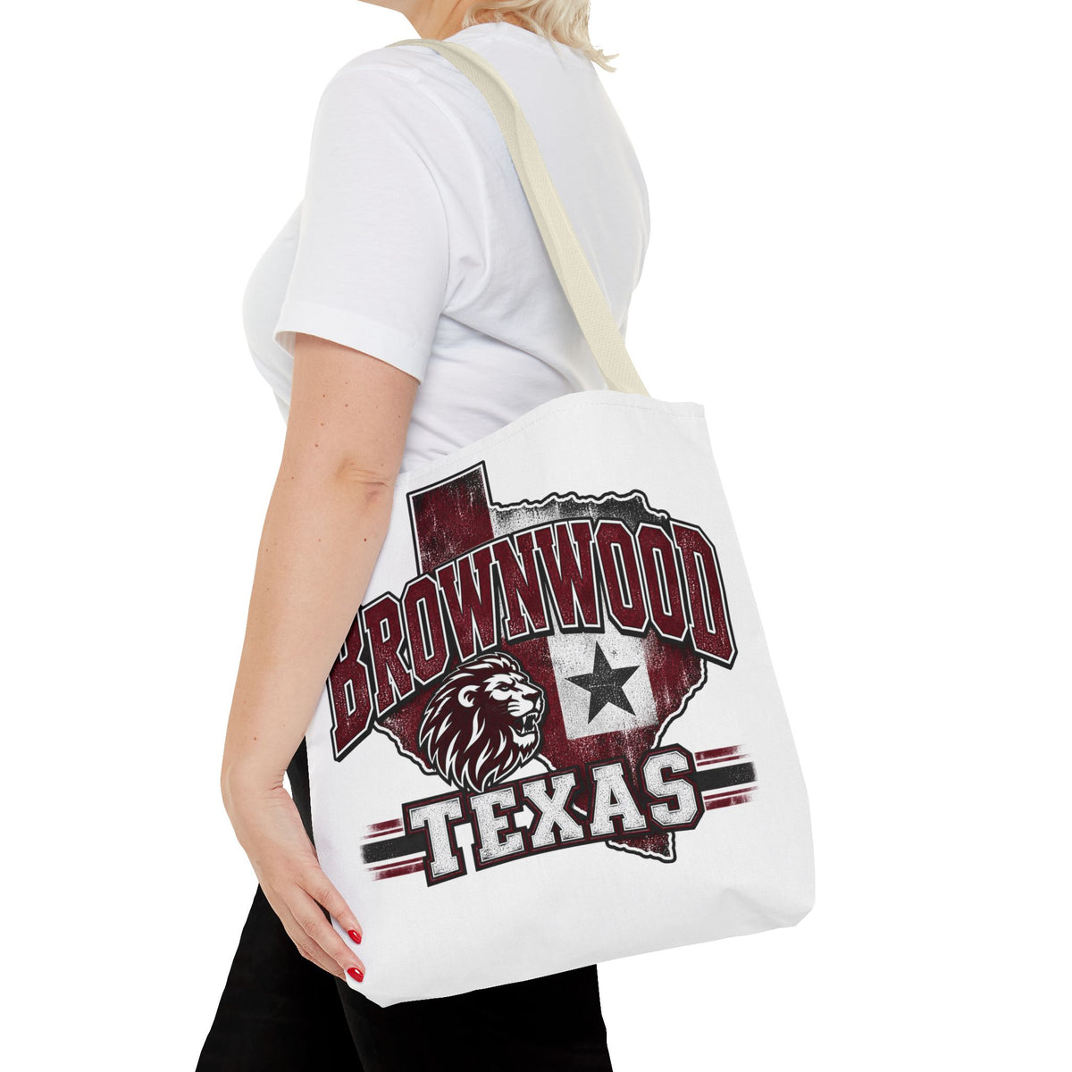 Brownwood Texas Lion Tote Bag – Vintage State Pride AOP Tote