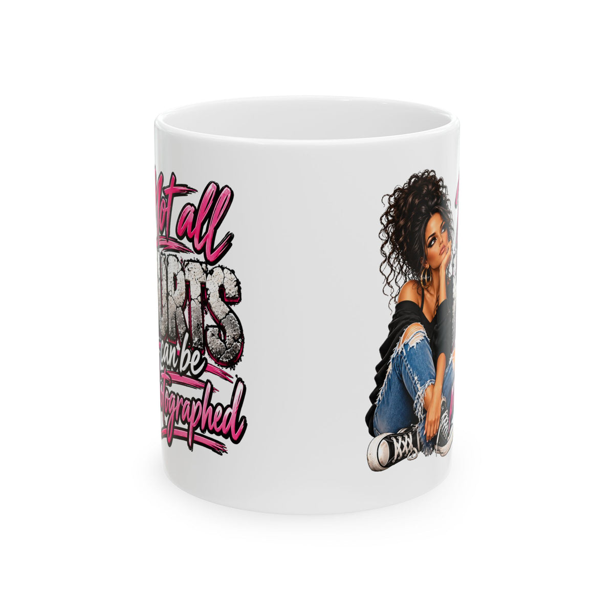 Ceramic Mug — "Not All Curves Should Be Photographed" Graphic Mug with Stylish Woman Illustration