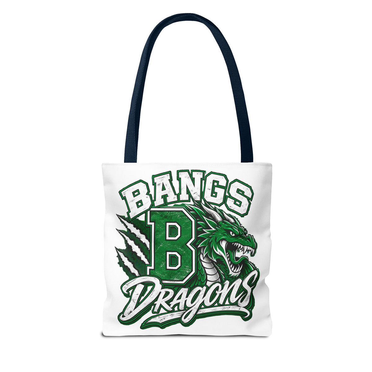 Bangs Dragons Tote Bag — Green Mascot Dragon School Spirit Tote