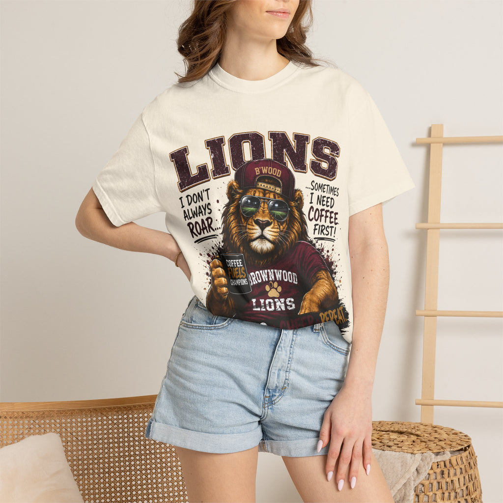 Lions Coffee Club T-Shirt — 'Eat. Sleep. Coffee. Repeat.' Graphic Tee