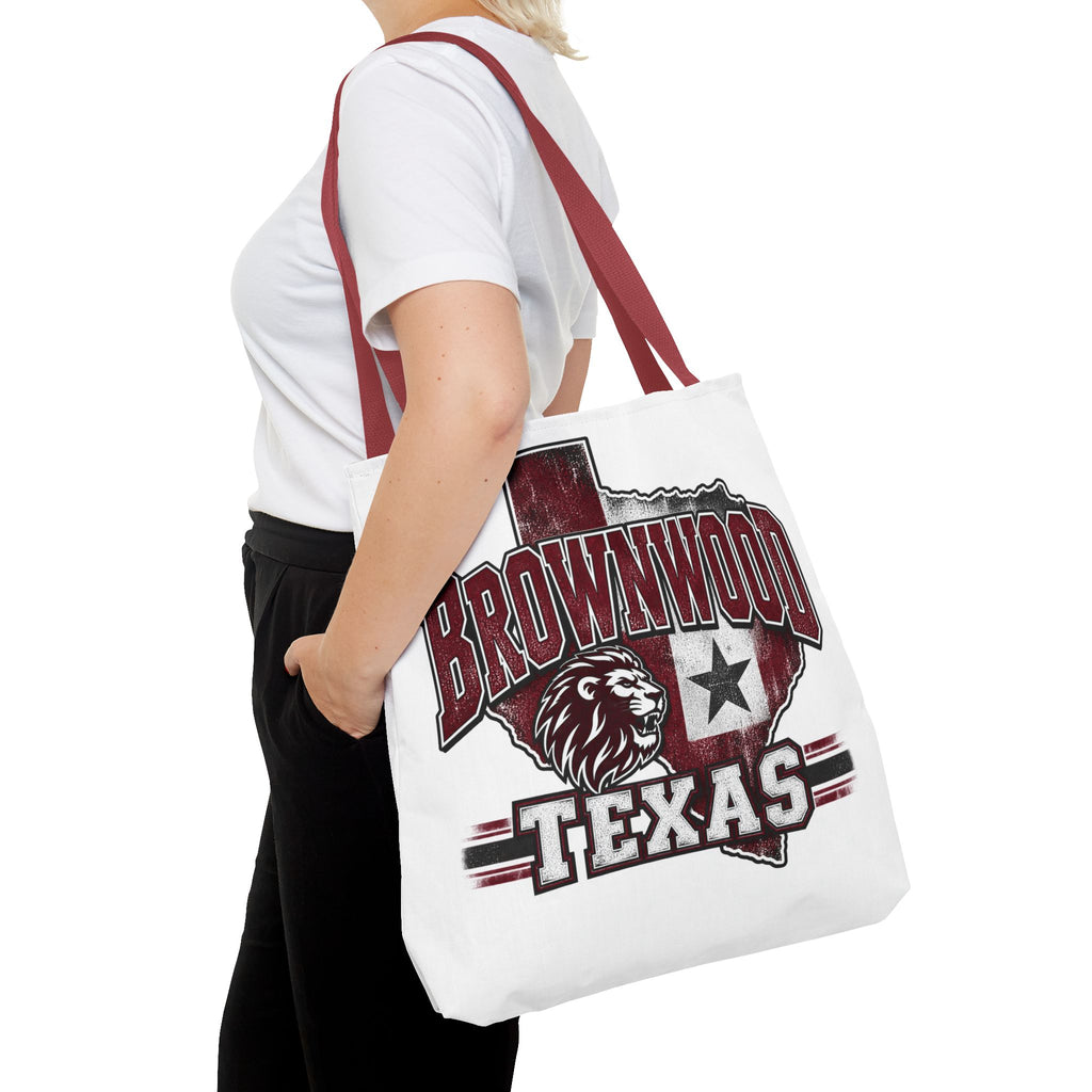 Brownwood Texas Lion Tote Bag – Vintage State Pride AOP Tote