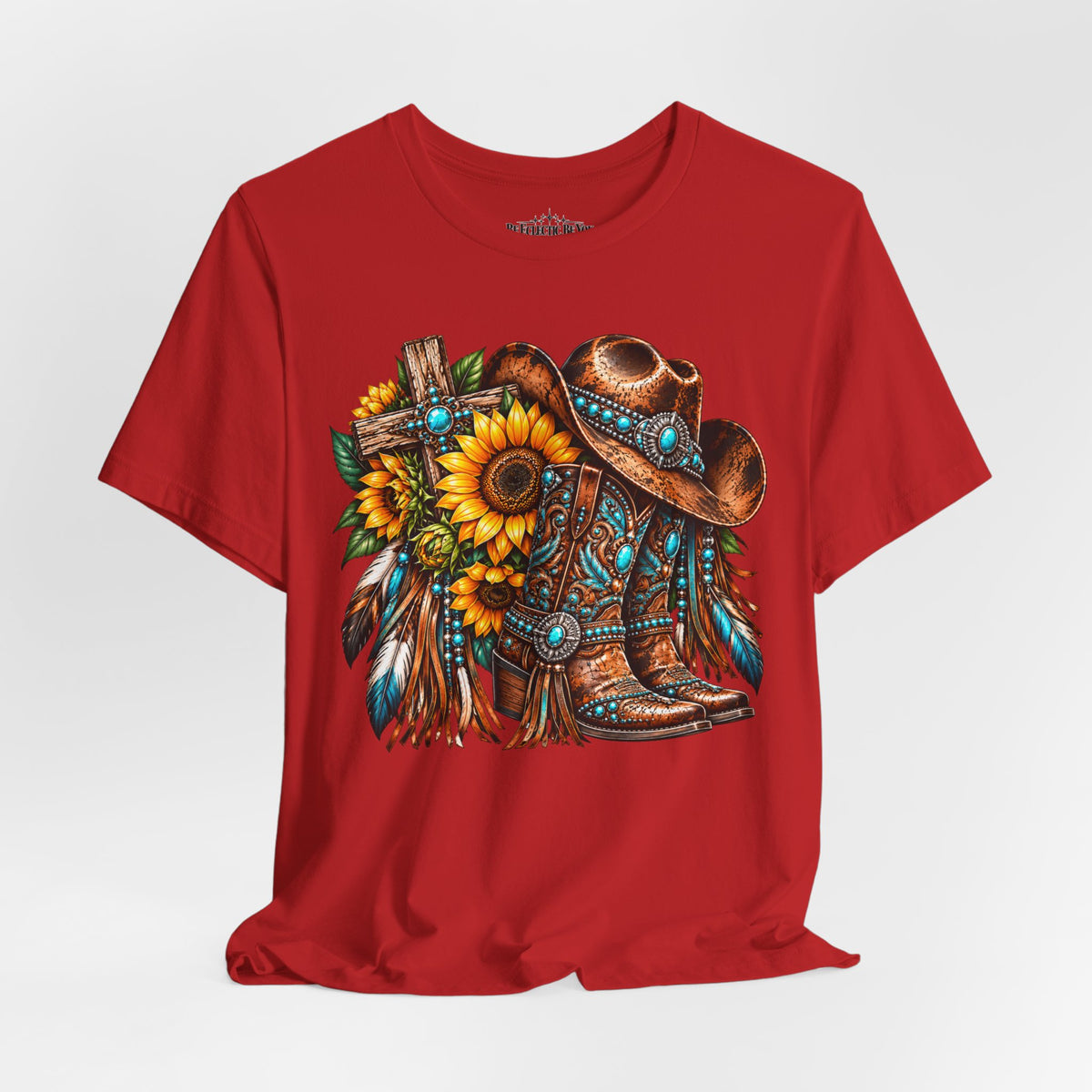 Western Cowboy Boots & Sunflowers Graphic Tee