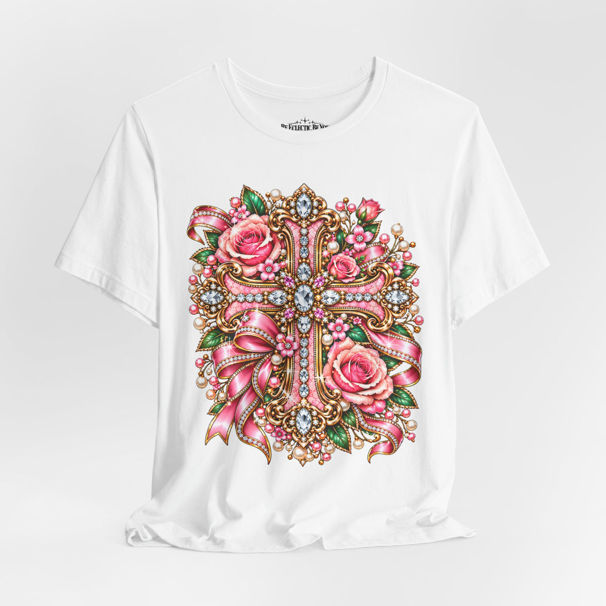 Ornate Floral Cross Rose Tee