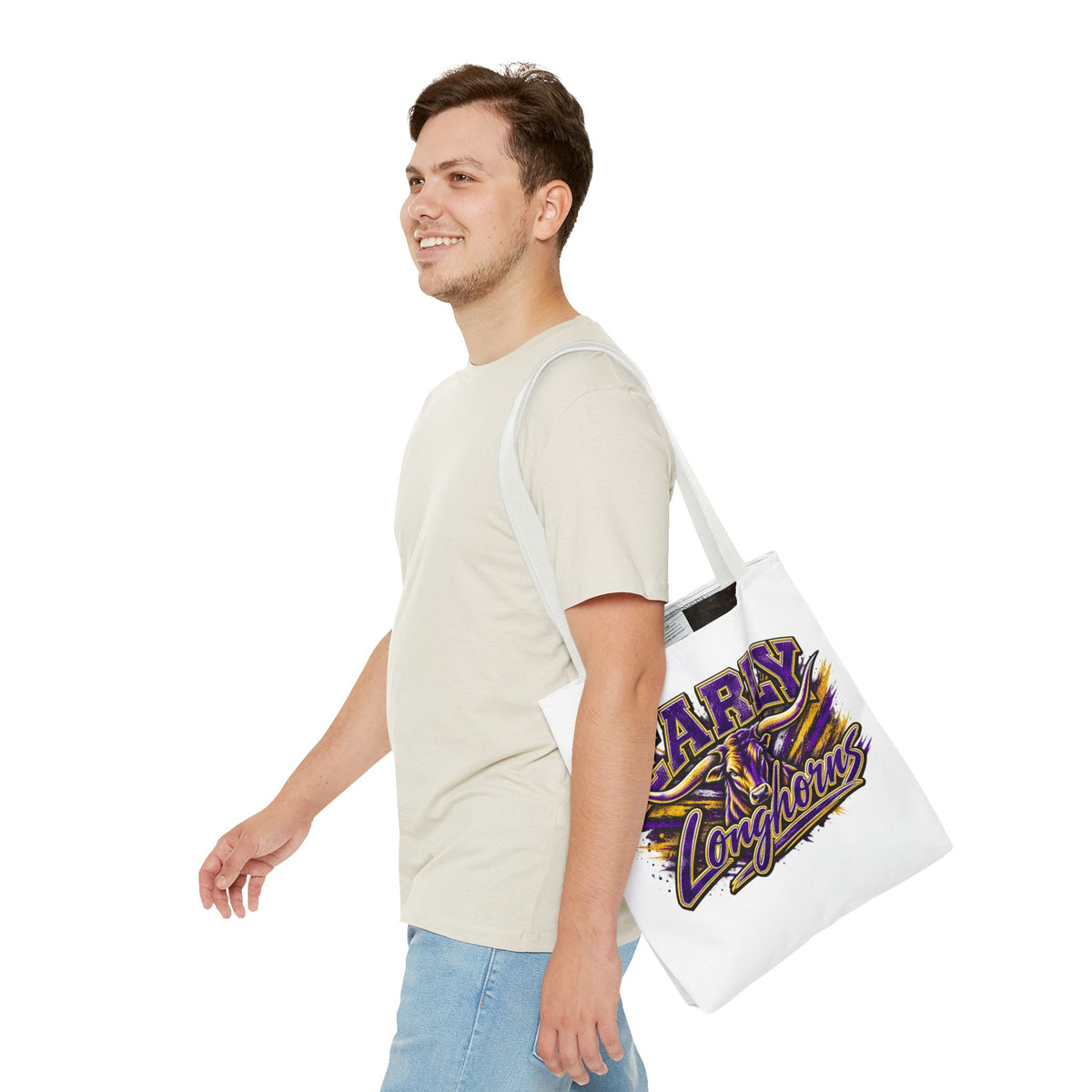 Early Longhorns Graphic Tote Bag – School Spirit Purple & Gold