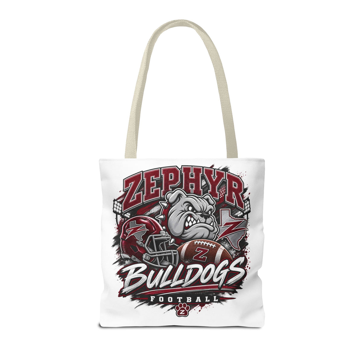 Bulldogs Football Tote Bag — Zephyr Mascot Collegiate Game Day Tote