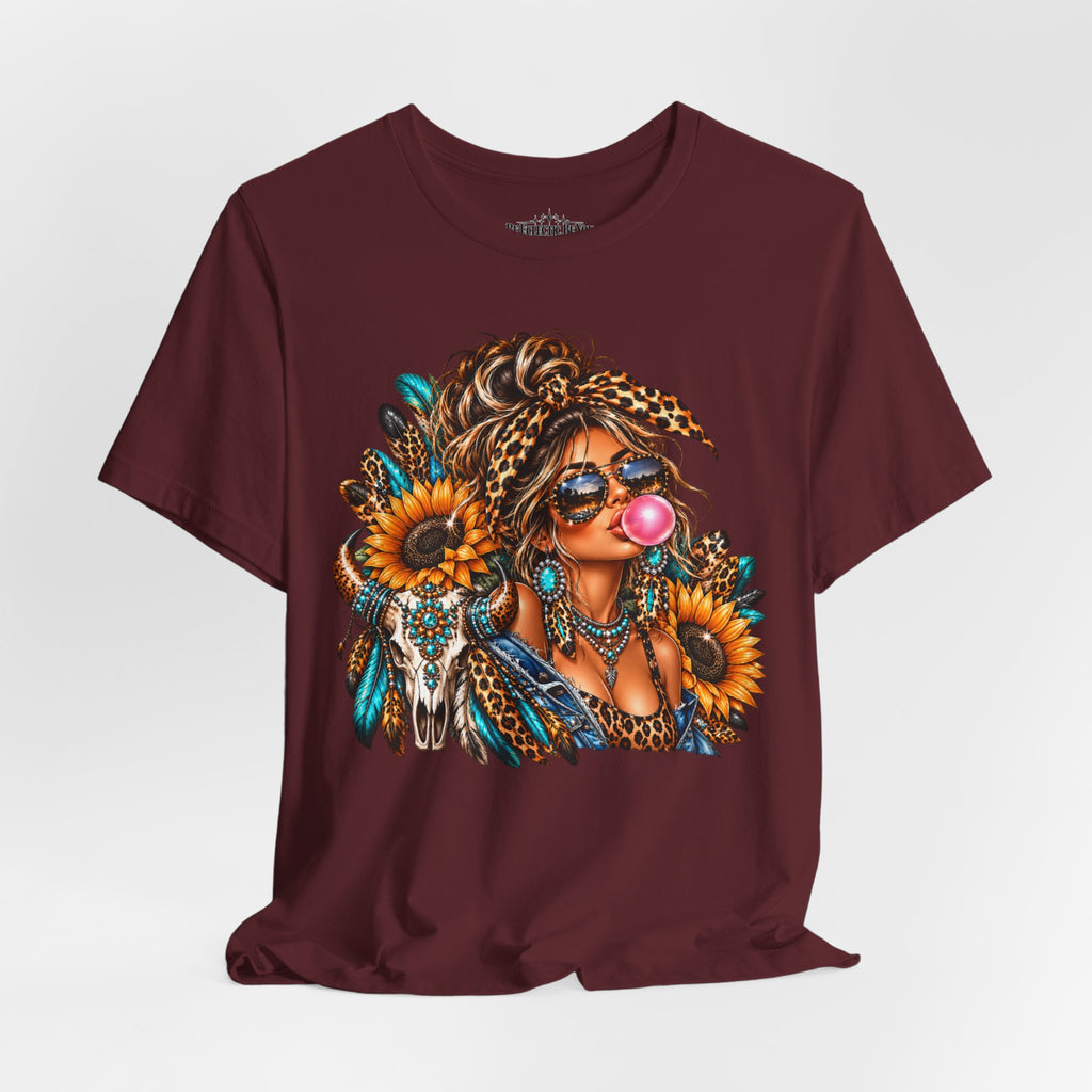 Boho Woman with Sunflowers Graphic T-Shirt