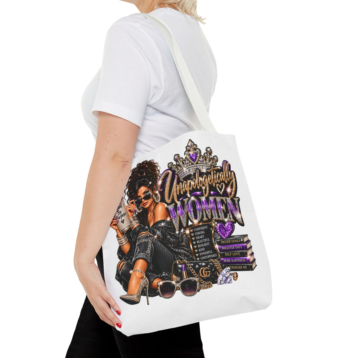 Unapologetically Woman Tote Bag — Empowered Black Queen Graphic Tote