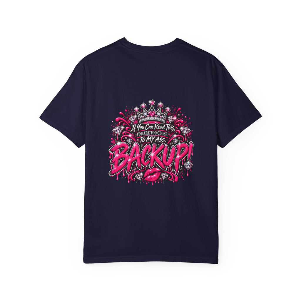 Graphic T-Shirt — Pink Lip Art & 'Backup!' Slogan Tee
