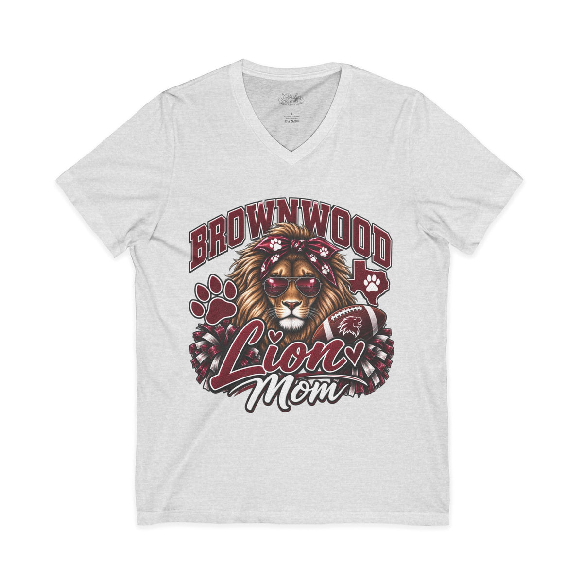 Brownwood Lions Mom Jersey Short Sleeve V-Neck Tee