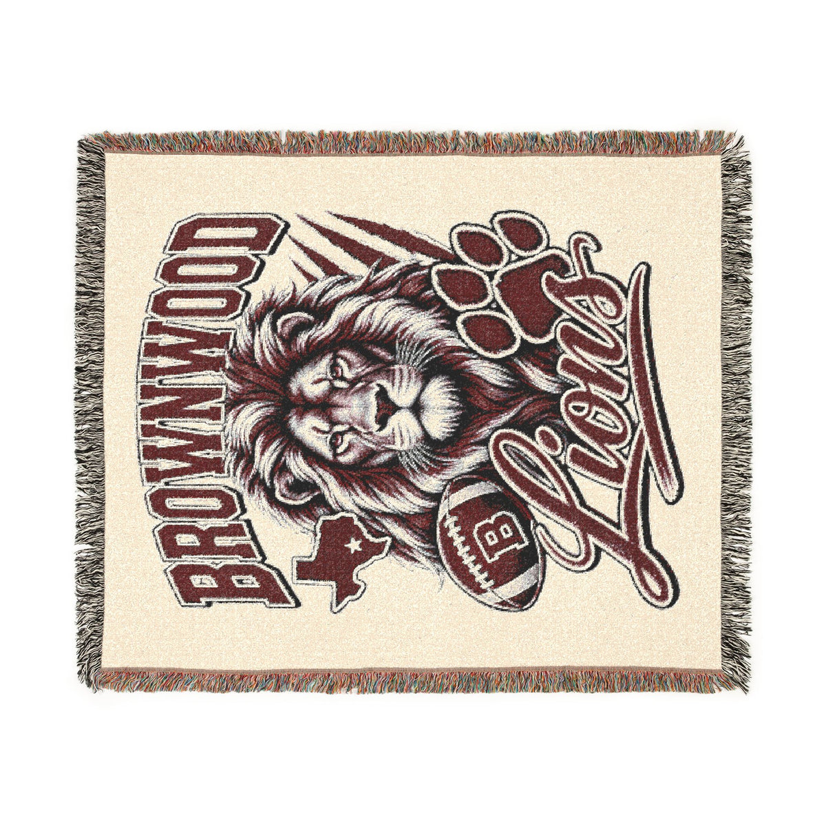 Brownwood Lions Woven Blanket