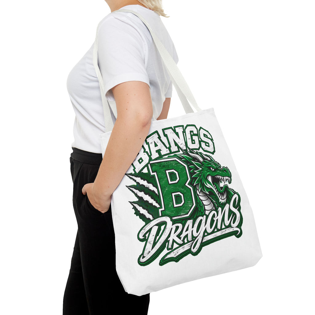 Bangs Dragons Tote Bag — Green Mascot Dragon School Spirit Tote