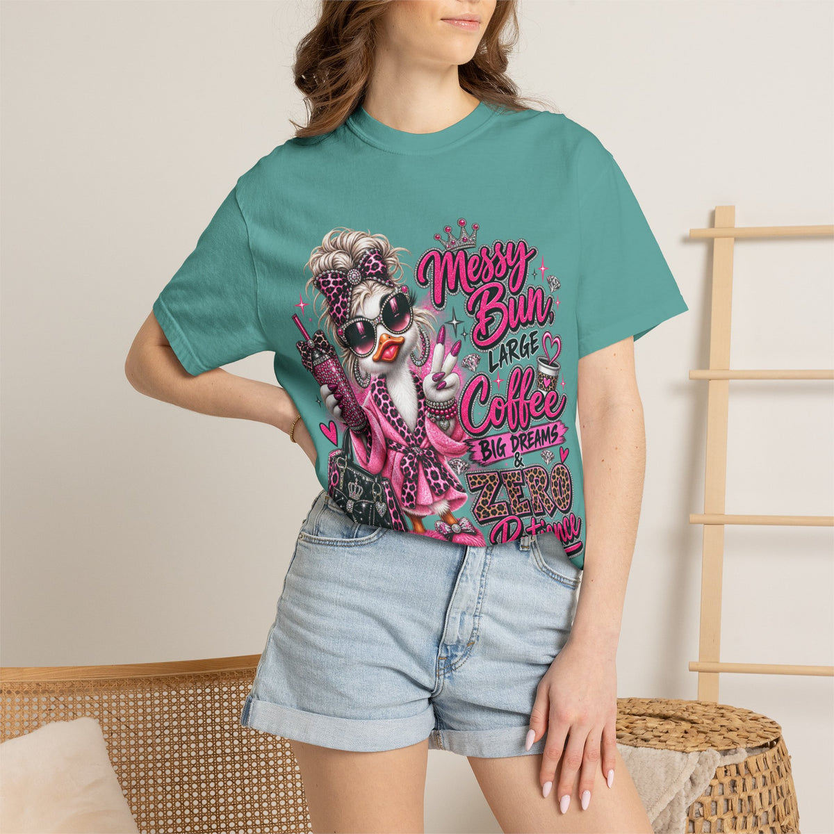 Messy Bun, Big Coffee, Zero Patience T-Shirt — Funny Graphic Tee for Moms & Busy Women