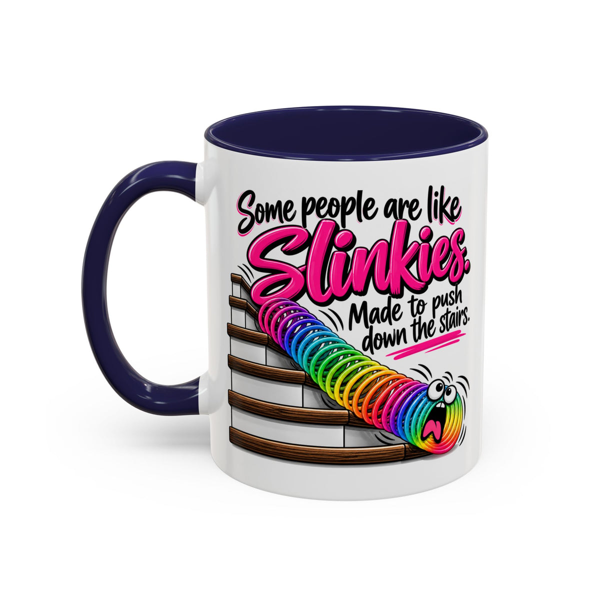 Funny 'Some People Are Like Slinkies' Accent Coffee Mug – Humorous Rainbow Slinky Gift